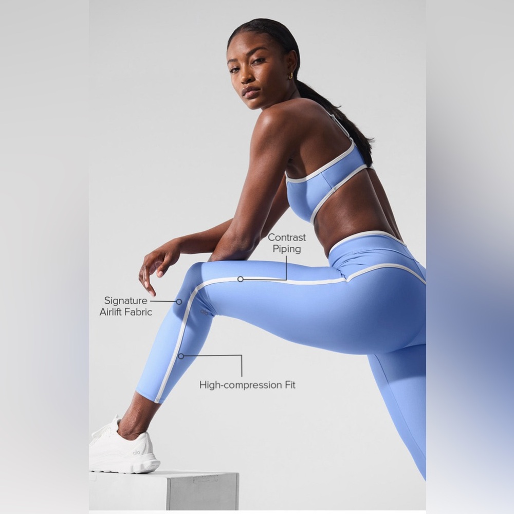 Alo Yoga Airlift High Waist Charger 7/8 Legging Crystal Clear Blue / White Med - Picture 3 of 7